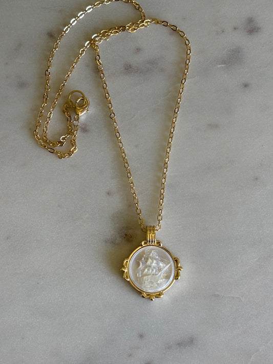 The Pearl Ship Necklace