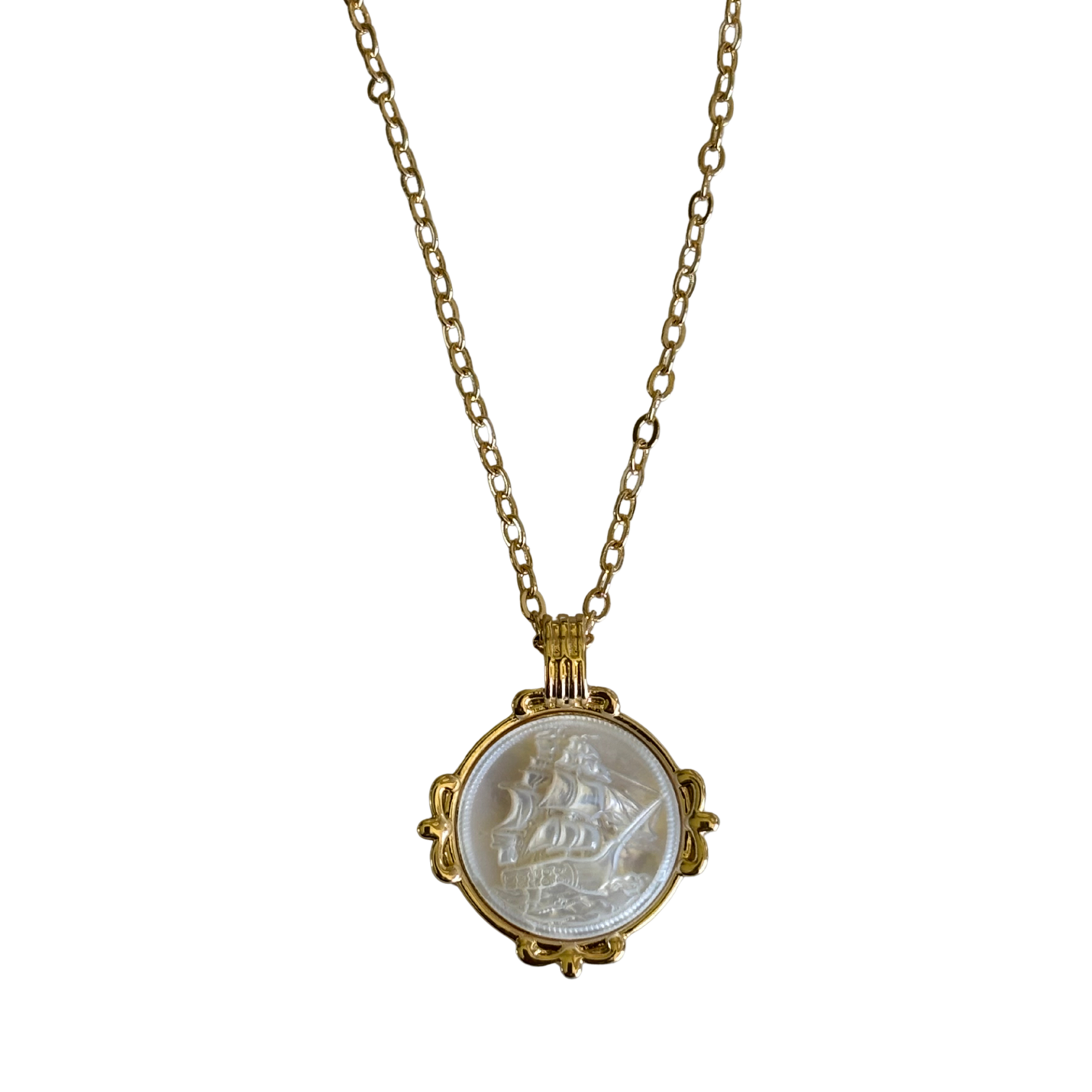 The Pearl Ship Necklace
